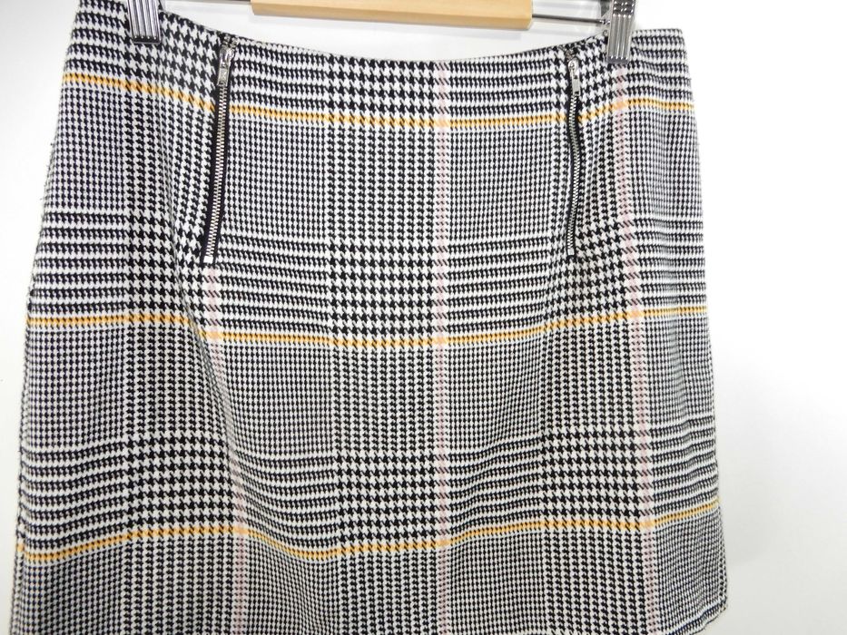 Spódnica do kolan pepitka kratka szara jesień zima New Look 42 XL