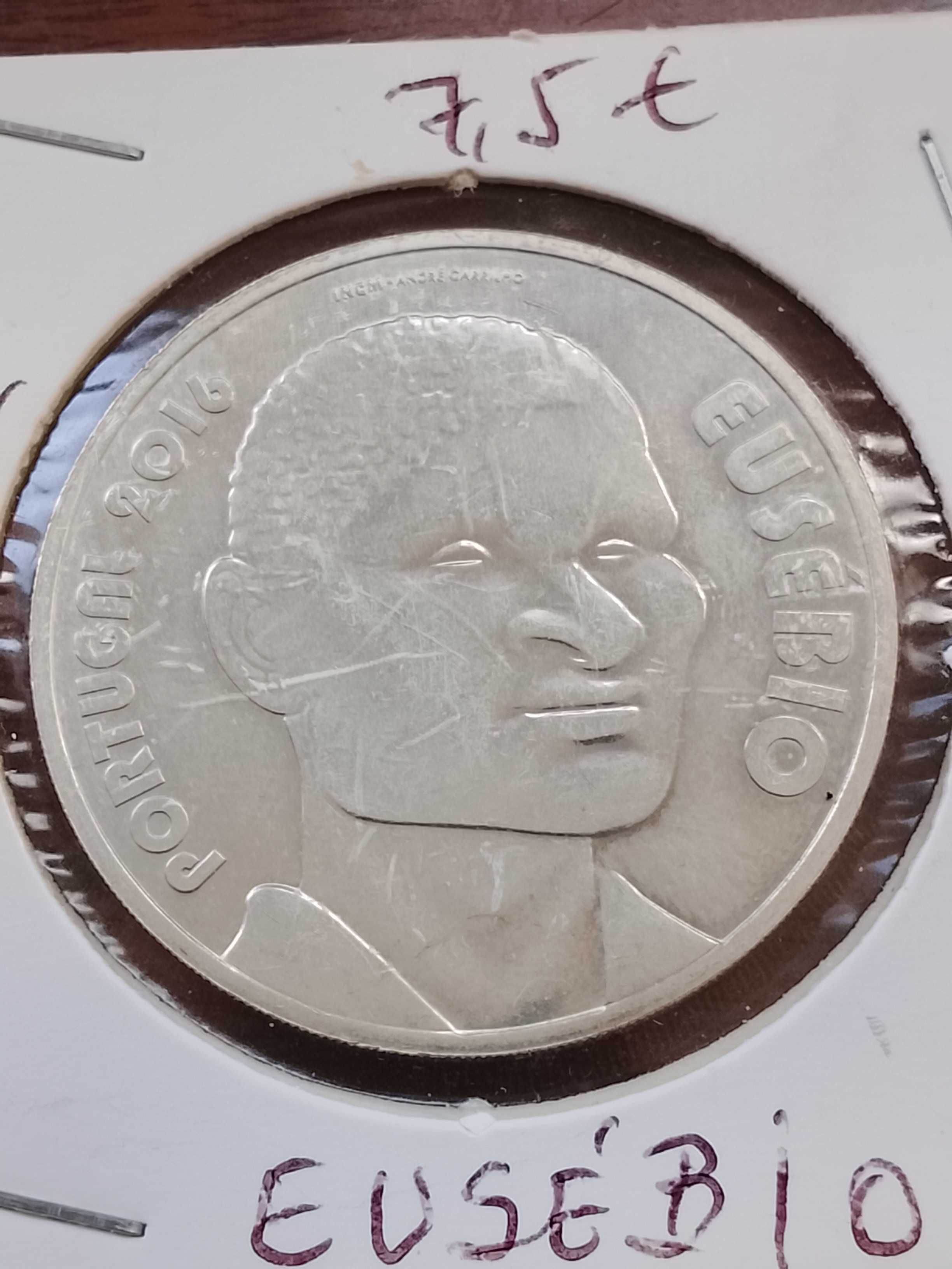 Moeda de 7.5 escudos de 2016, em Prata, do Eusébio