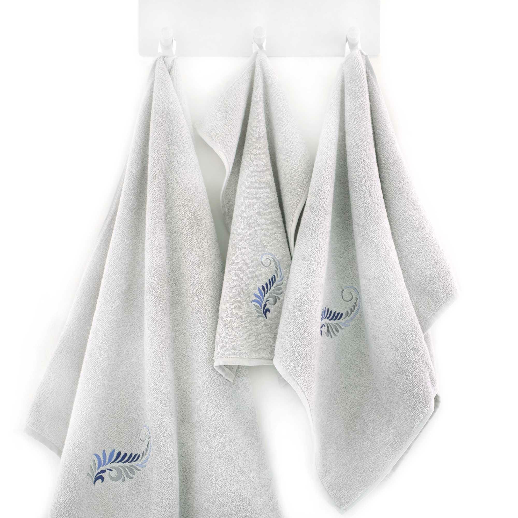 Komplet ręczników 3 szt. Pióro gips szary jasny