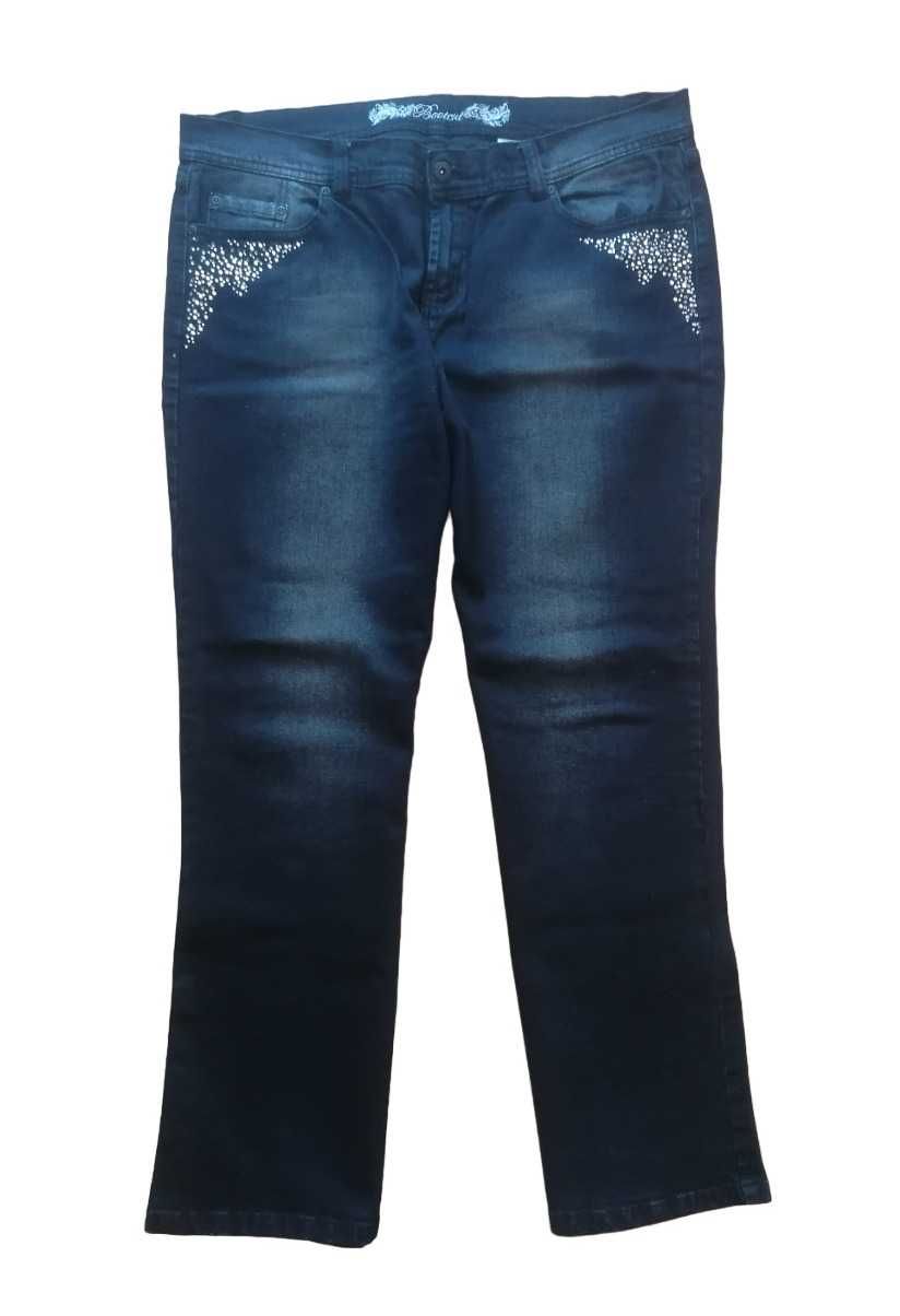 Spodnie jeansowe zdobione plus size cyrkonie