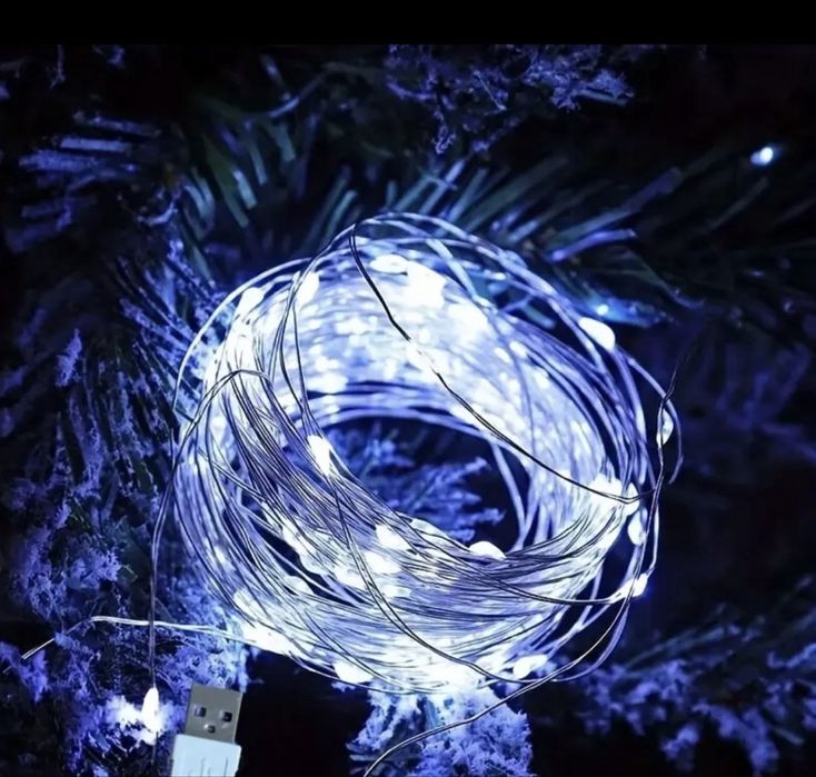 Lampki Led bialy zimny światełka ozdobne 5 metrów 50 sztuk lampek