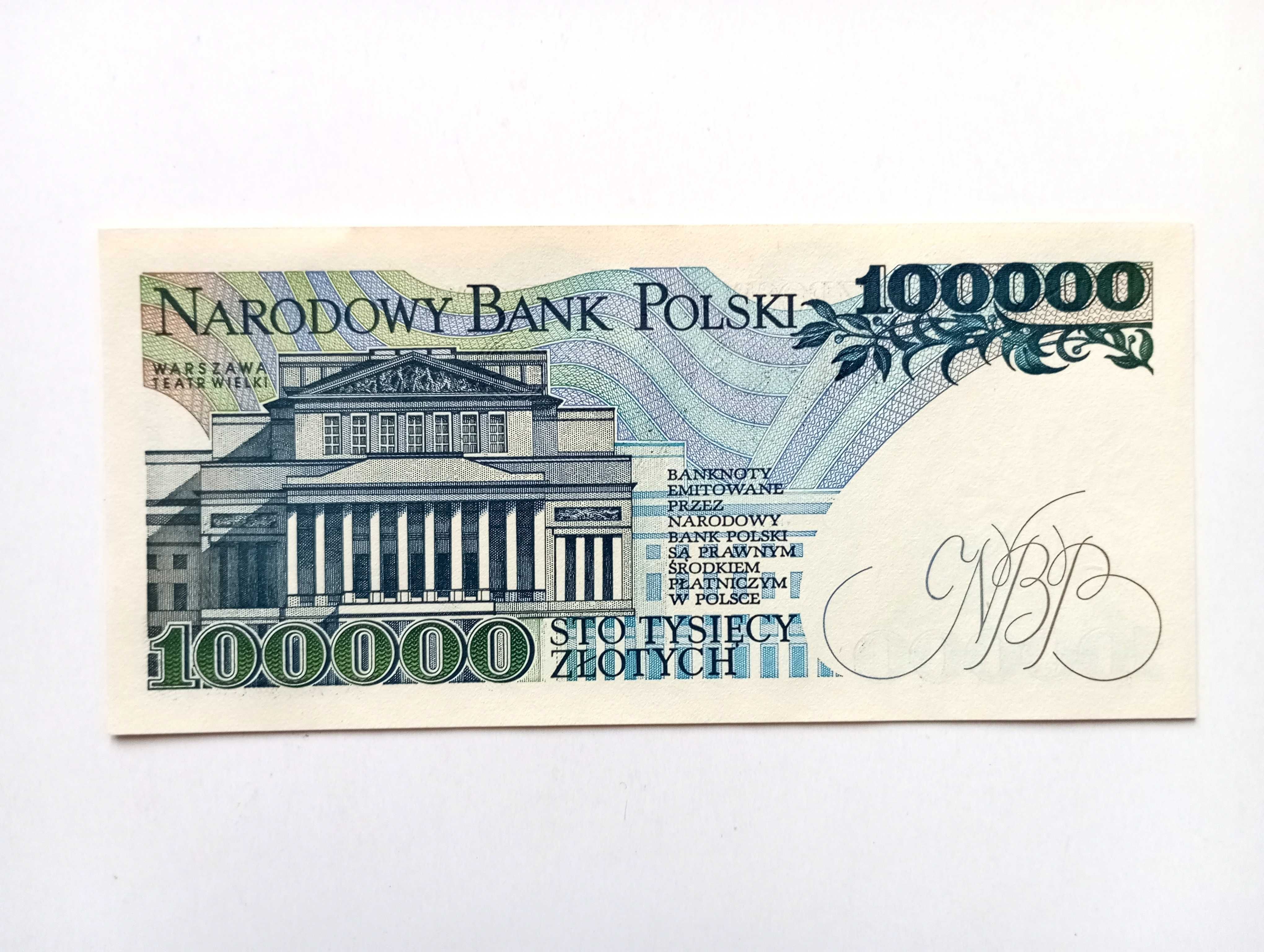 100000   zł 1990   - AH -  Rzadka Seria  st. 1 UNC
