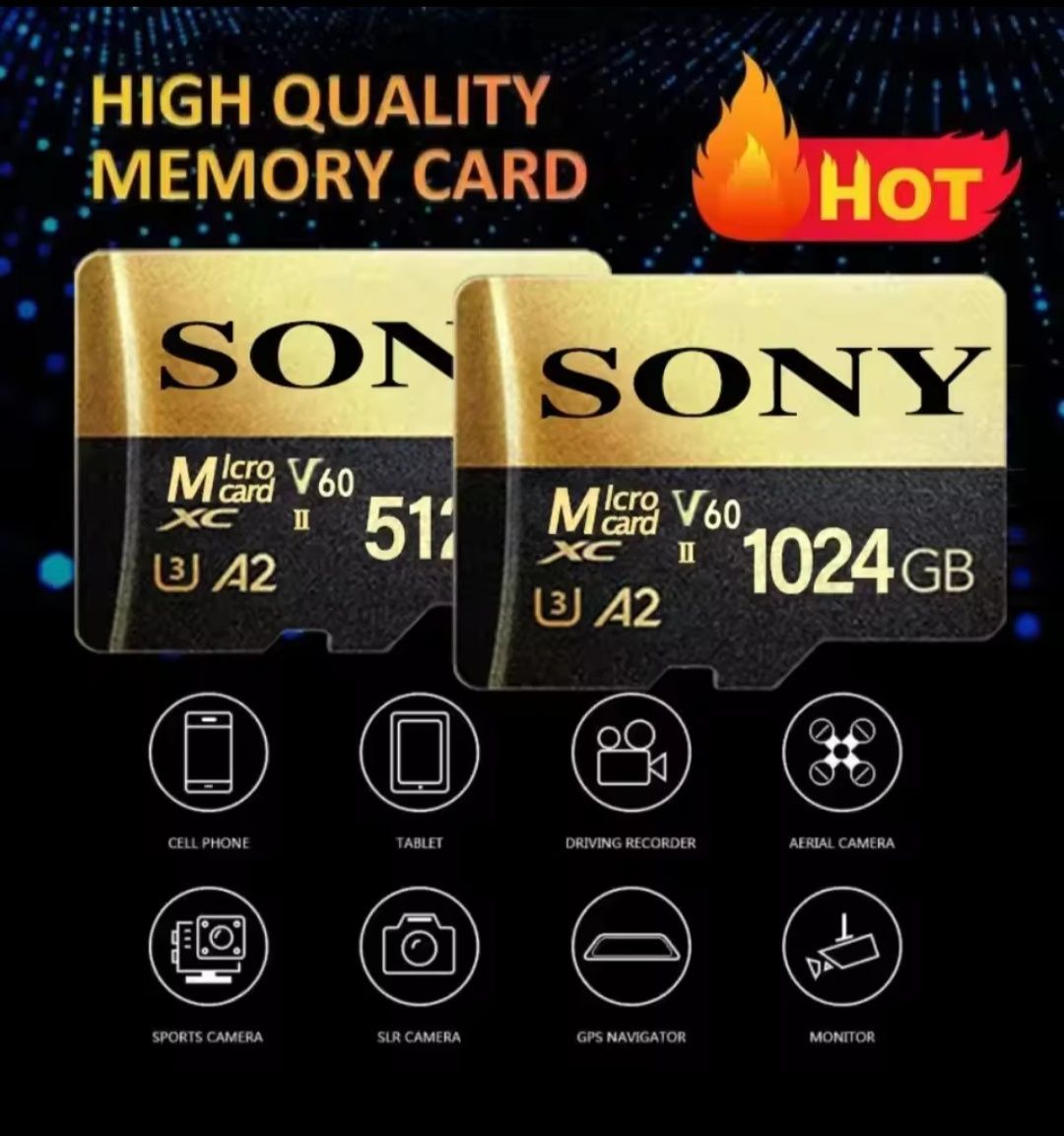 Высокоскоростная карта памяти SONY,на 2тб и на 1 ТВ.