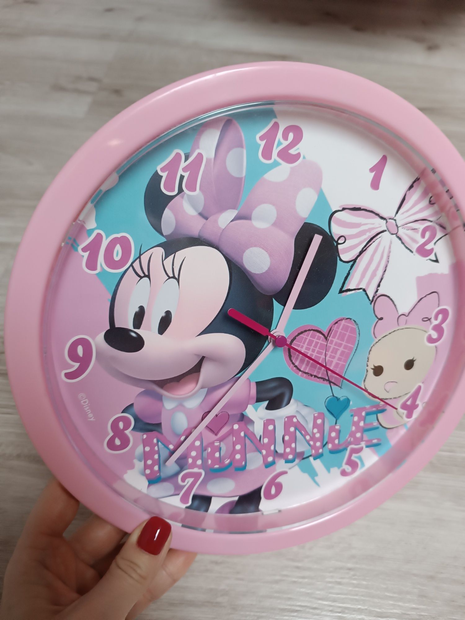 Zegar ścienny Minnie plus biało szare lampiony