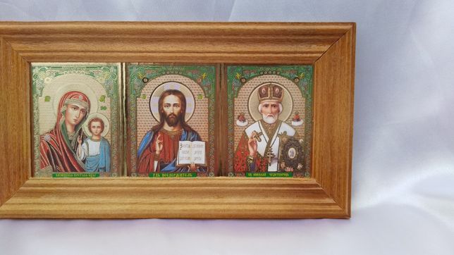 Икона триптих "Три лика святых"