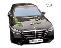 NIEPOWTARZALNA dekoracja na samochód ozdoba na auto do ślubu 351
