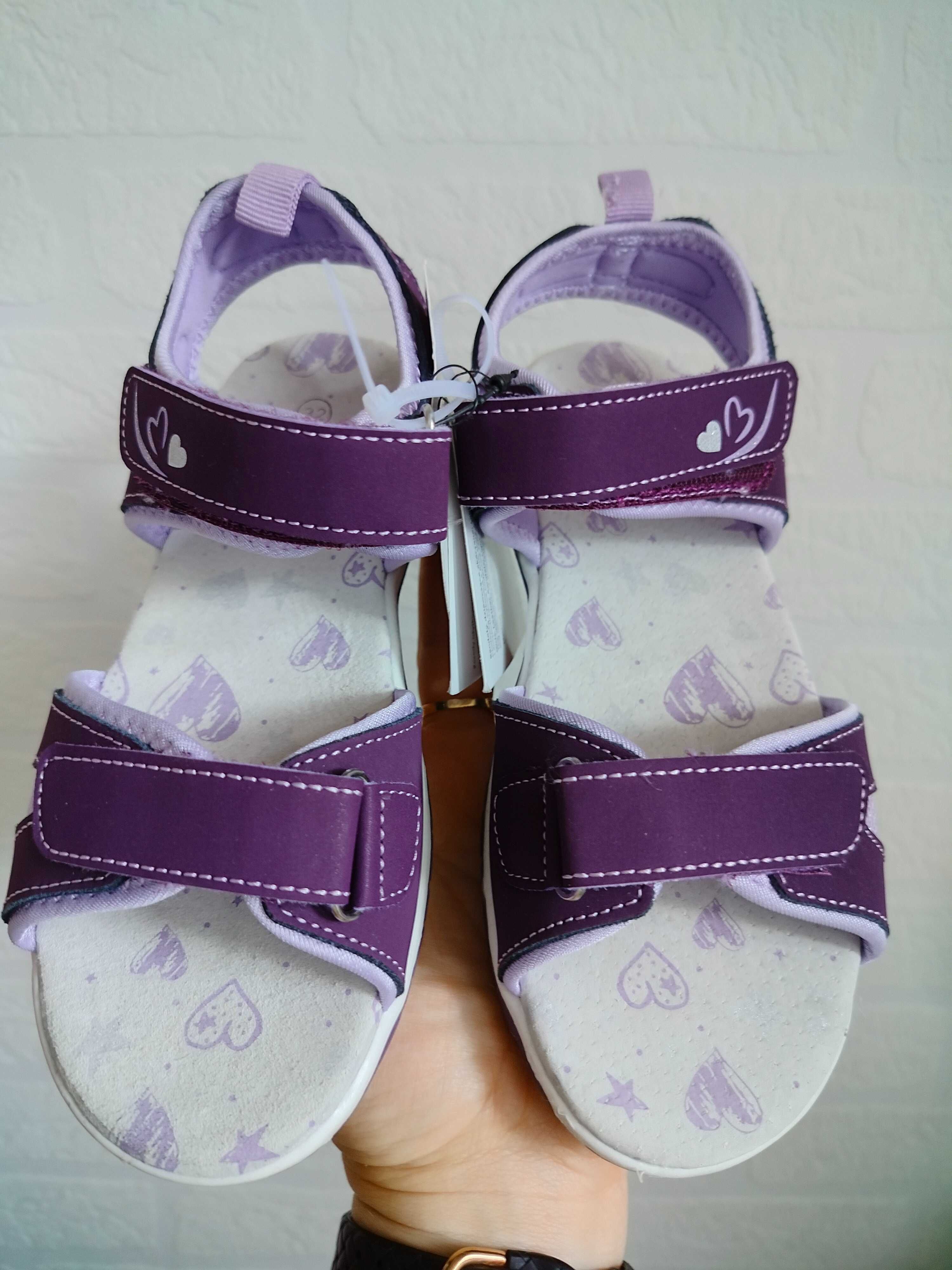 Sandały sandałki fioletowe skóra Cleve 33 21,70cm