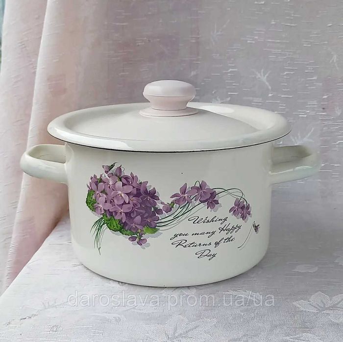 Каструля емальована Idilia (2 л), різні малюнки, НОВІ!