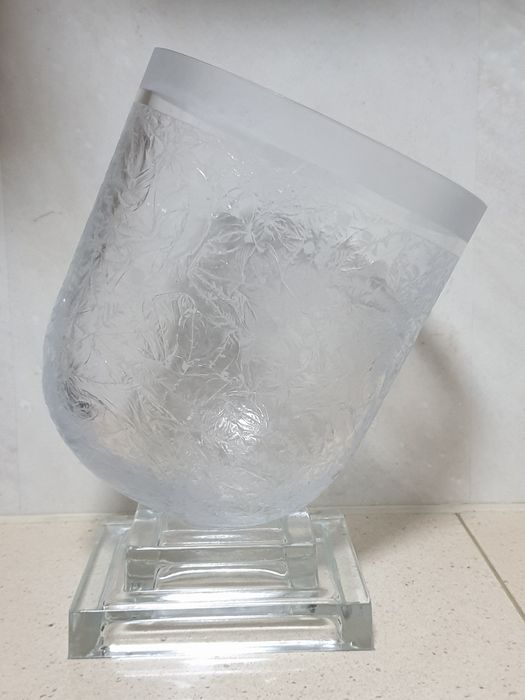 Raro imponente balde de gelo em cristal Mortensen Marinha Grande