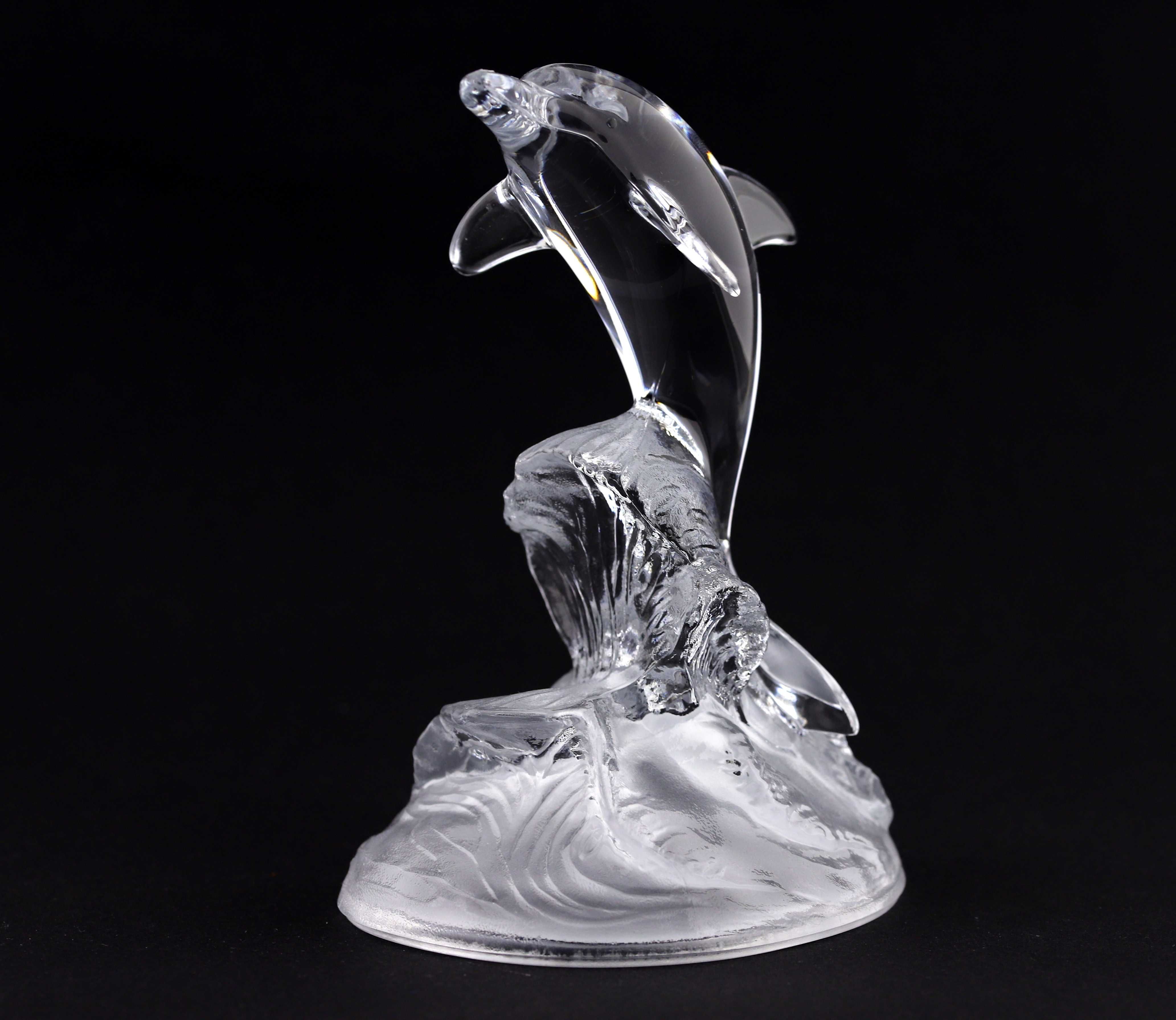 Figurka delfin Cristal d'Arques kryształowa przycisk do papier Francja