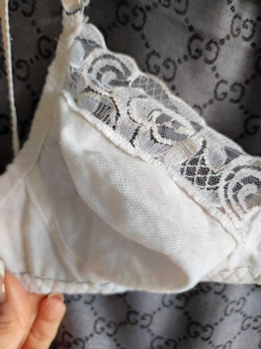 bawełniany stanik biustonosz z koronką kobiecy miękki