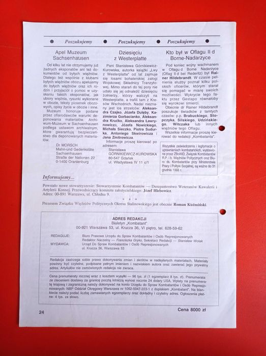 Kombatant, biuletyn, nr 9/1993, wrzesień 1993