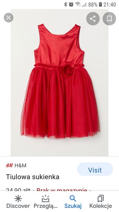 Sukienka z tiulu czerwona H&M