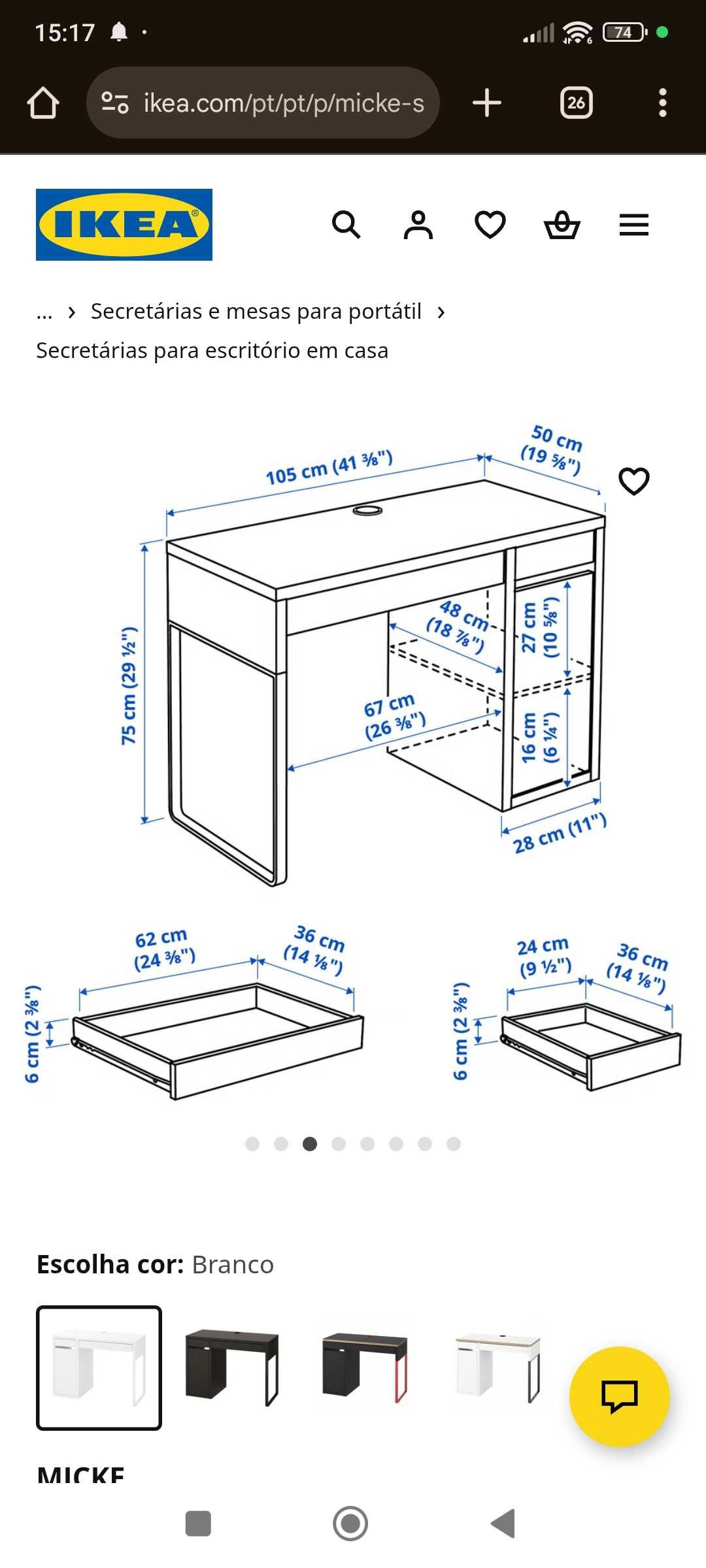 Secretária IKEA Micke 105x50