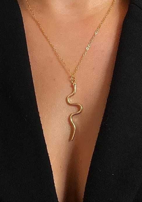 złoty naszyjnik wisiorek łańcuszek żmijka wąż choker stal