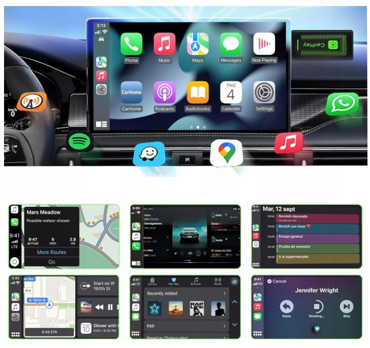 Bezprzewodowy Adapter CarPlay Plug & Play USB-C iPhone iOS 10+