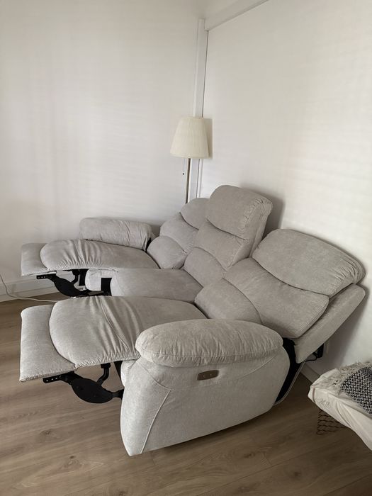 Sofá 3 lugares relax Manual Bege