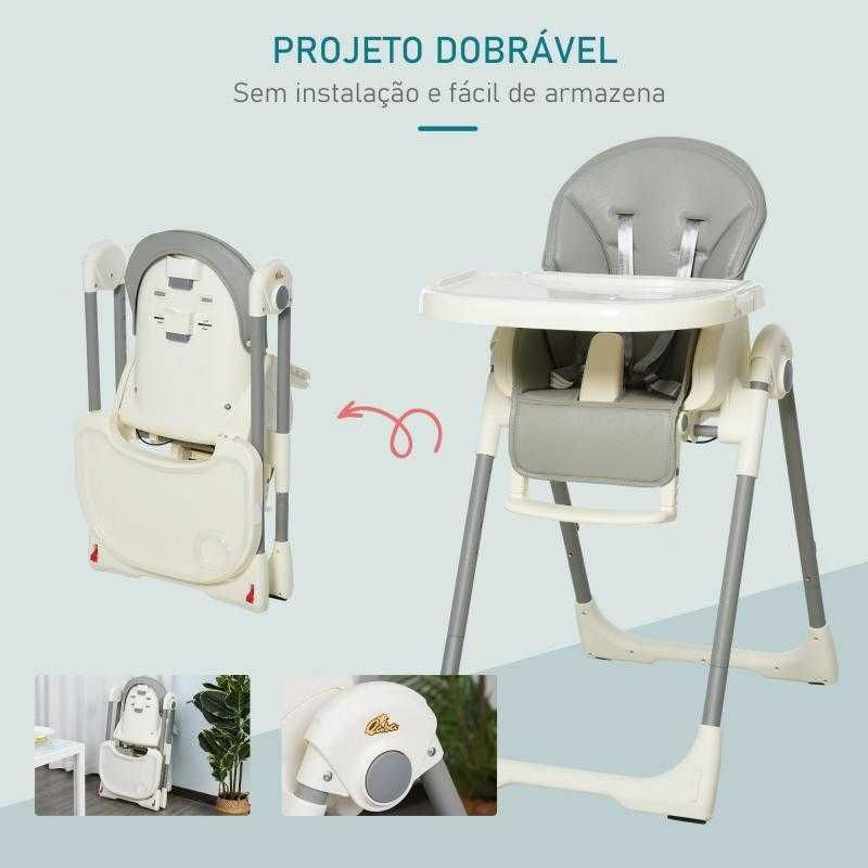 Cadeira de Refeição Evolutiva Dobrável para Bebé com Bandeja Dupla