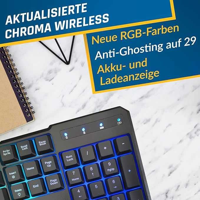 KLIM Blaze & Chroma bezprzewodowa klawiatura mysz do komputera QWERTZ
