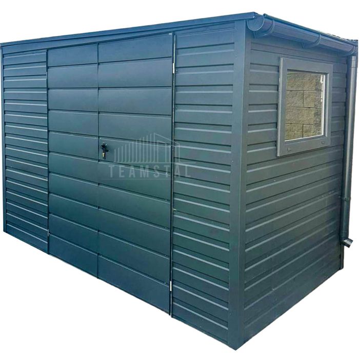 Schowek Domek Ogrodowy 3,5x2m Brama Antracyt Rynny Okno  TS700
