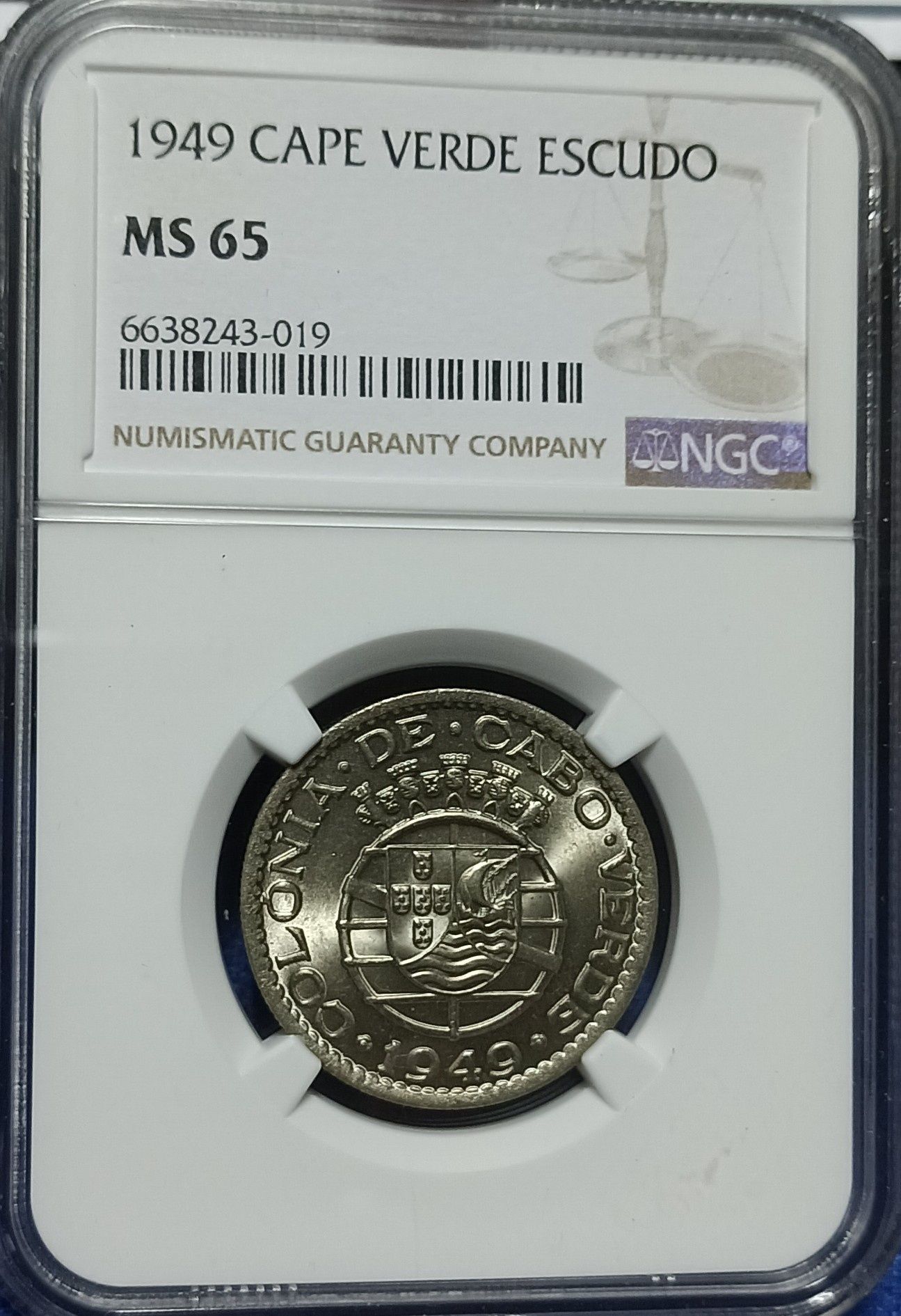 Cabo verde 1$00 1949 MS65