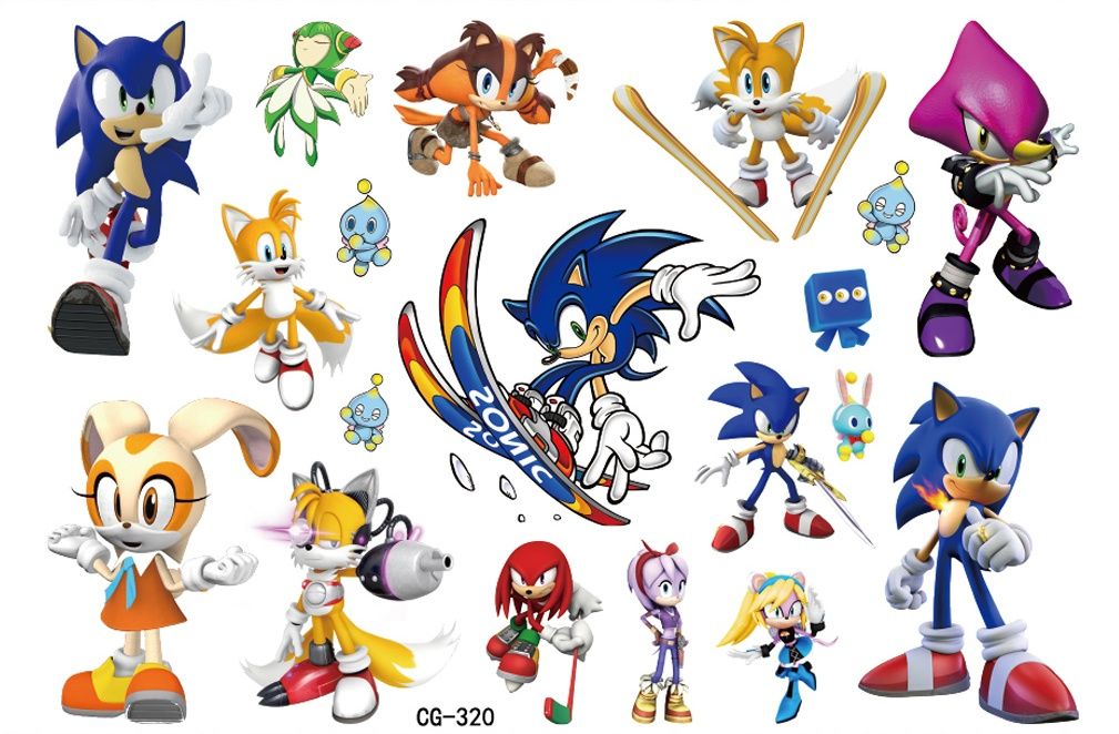 Tatuaże zmywalne dla dzieci Sonic 2 arkusze