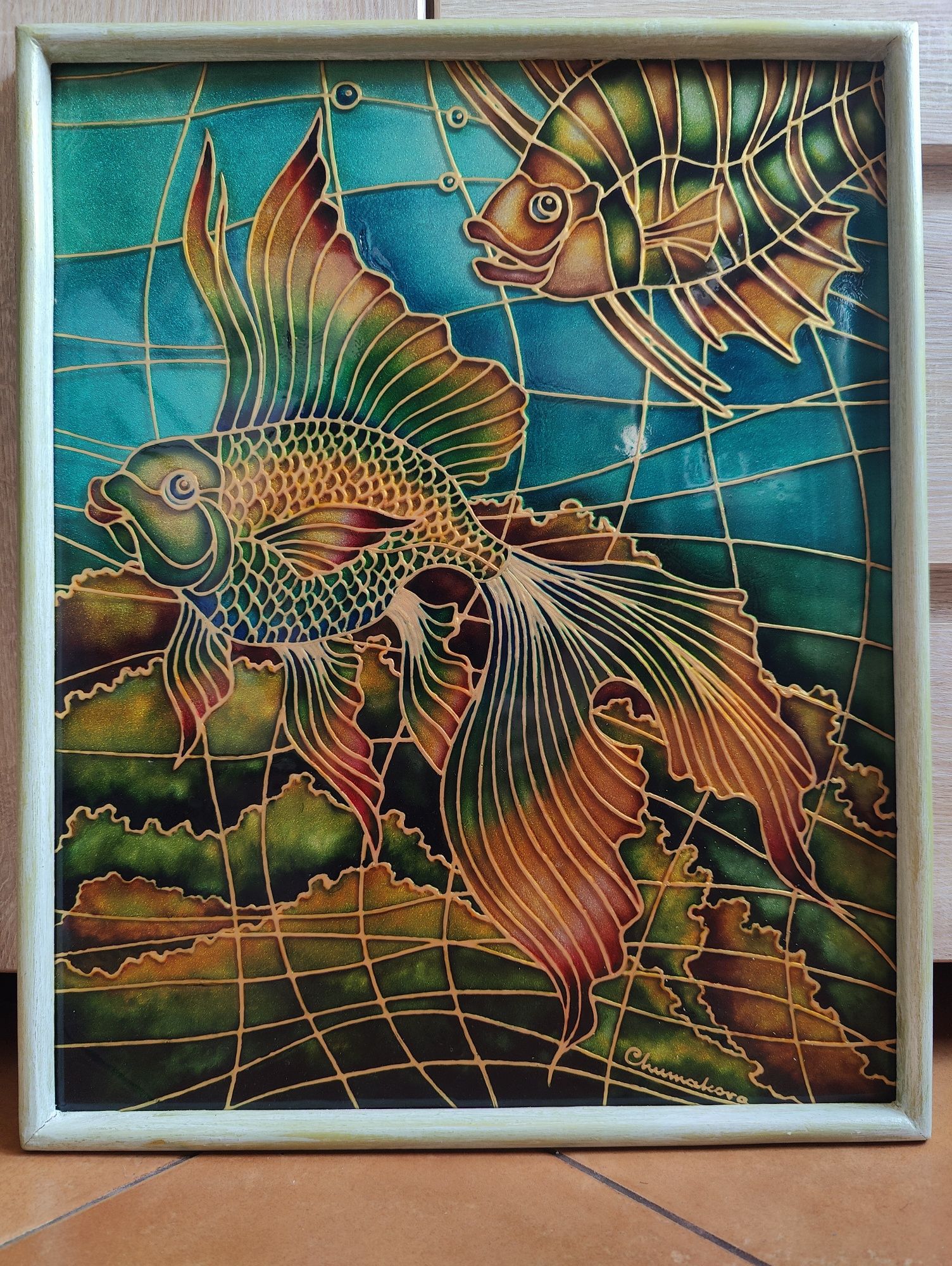 Obraz w ramce 42x52 cm / witrazowy.