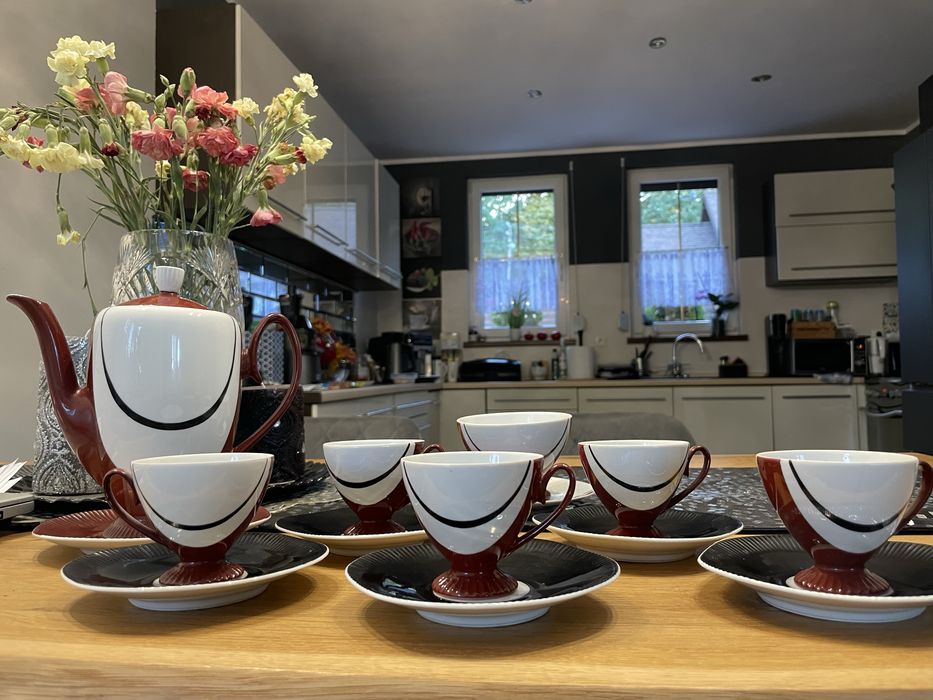 Porcelanowy serwis do kawy Elżbieta- Chodzież ręcznie malowany