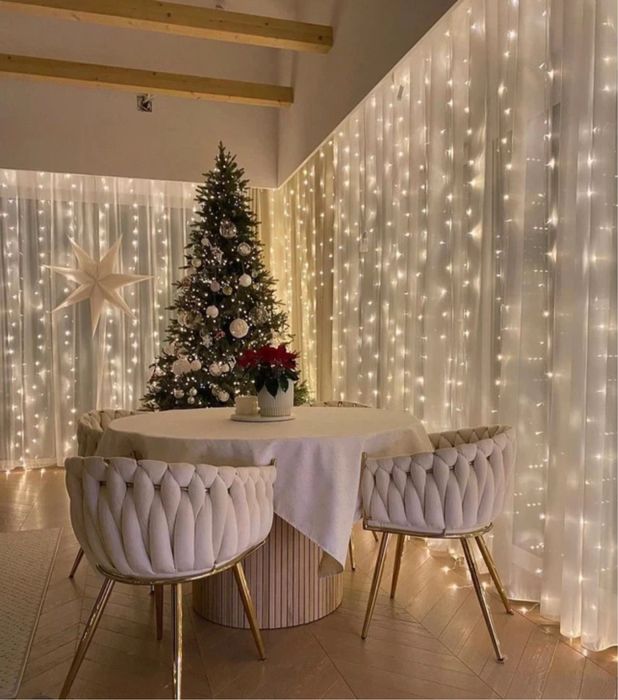 Nowa kurtyna girlanda swietlna lampki cieple swiatlo led