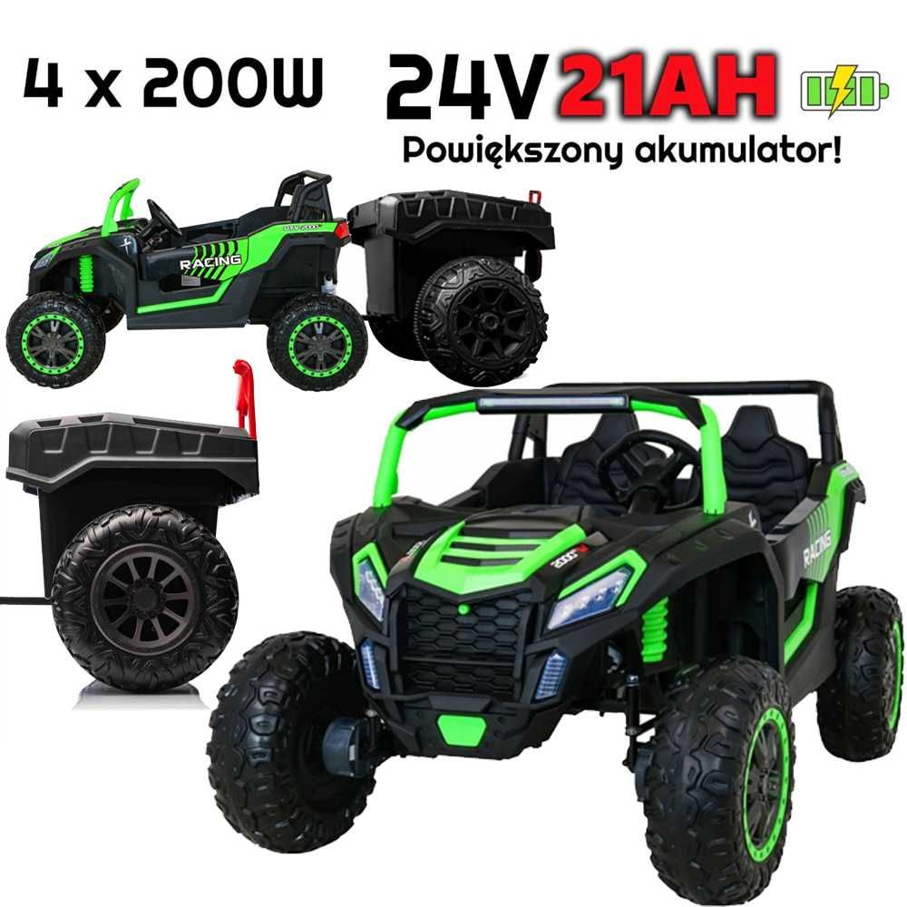 Zestaw BUGGY RACING A032 + przyczepa 24V auto na akumulator JEEP 2os.
