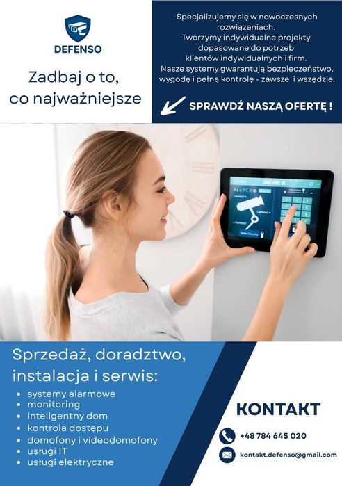 Kamery, alarmy, monitoring, wideodomofony, sieci IT - montaż, serwis