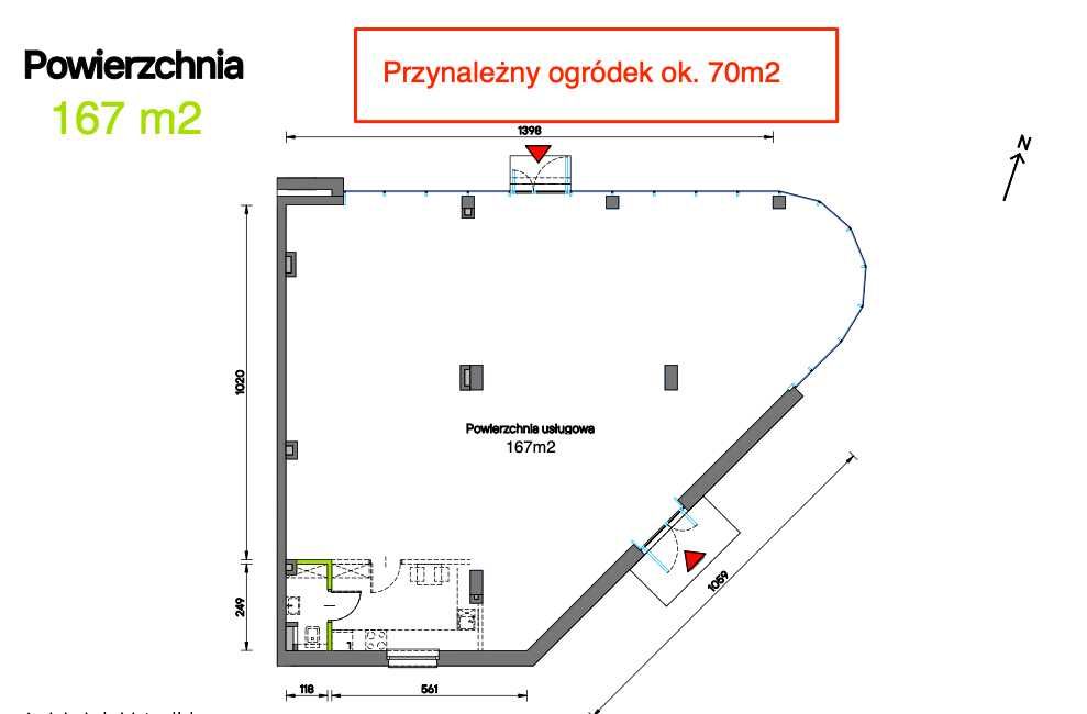 Wyjątkowy Lokal o pow.  167m2 + ogródek 70m2, również GASTRO!