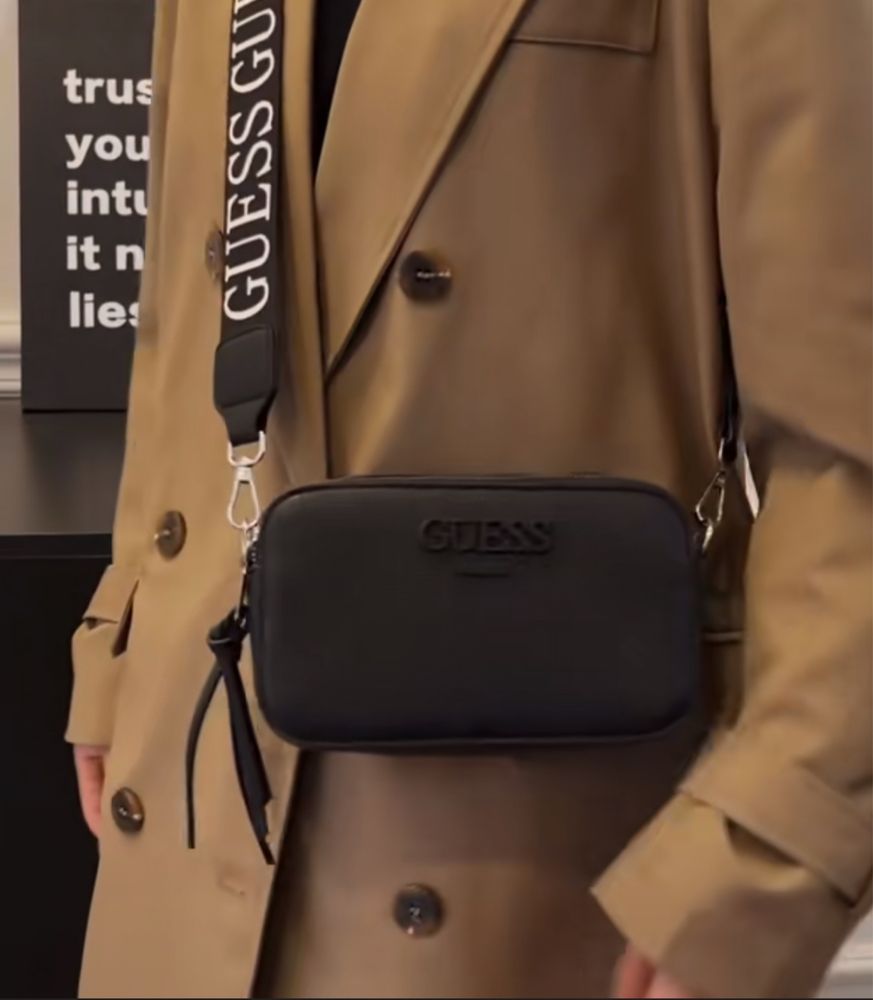 АКЦІЯ! ! !Крос-боді у стилі Guess ЧОРНА та БІЛА!