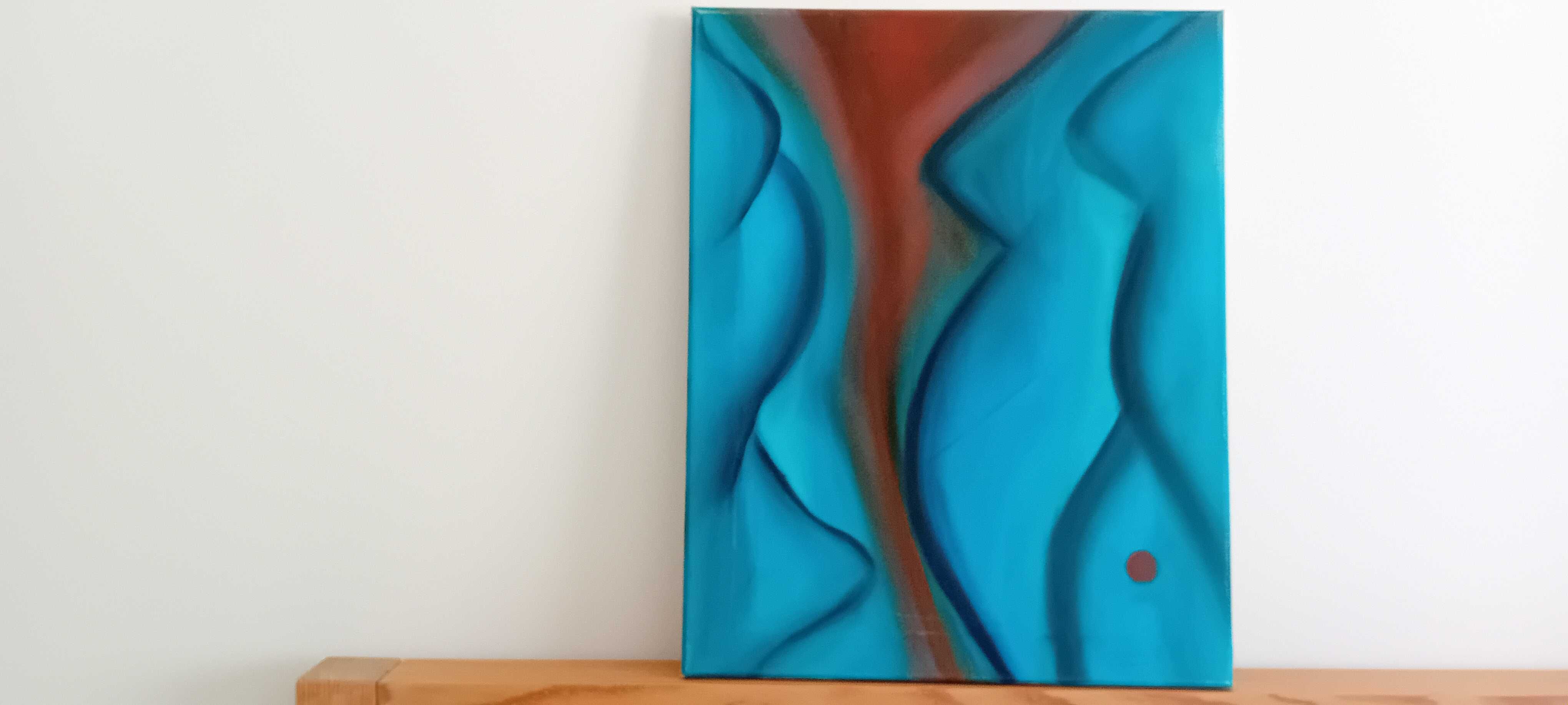 Quadro com formas femininas, tela  assinada 50 x 40 cm