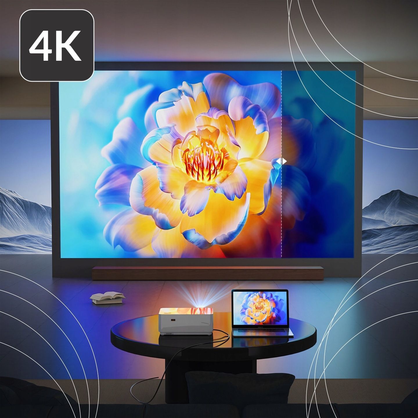 Projektor QIKtech Smart TV 4K 9000lm Bluetooth