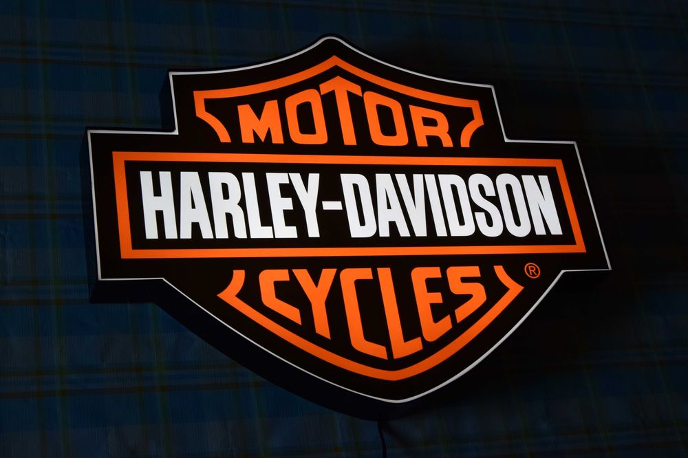 LED Neon HARLEY DAVIDSON, Podświetlany emblemat, Lampka, Szyld, Logo