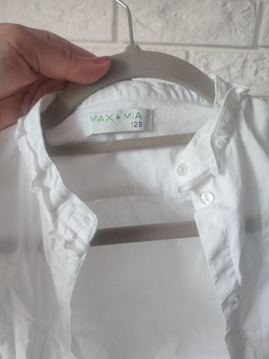 Koszula dziewczęca, biała, rozpoczęcie roku, długi rękaw