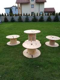 Szpule drewniane stół i stołki