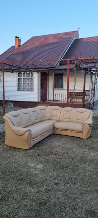 Шкіряний-Кожаний-Розкладний куток-Диван