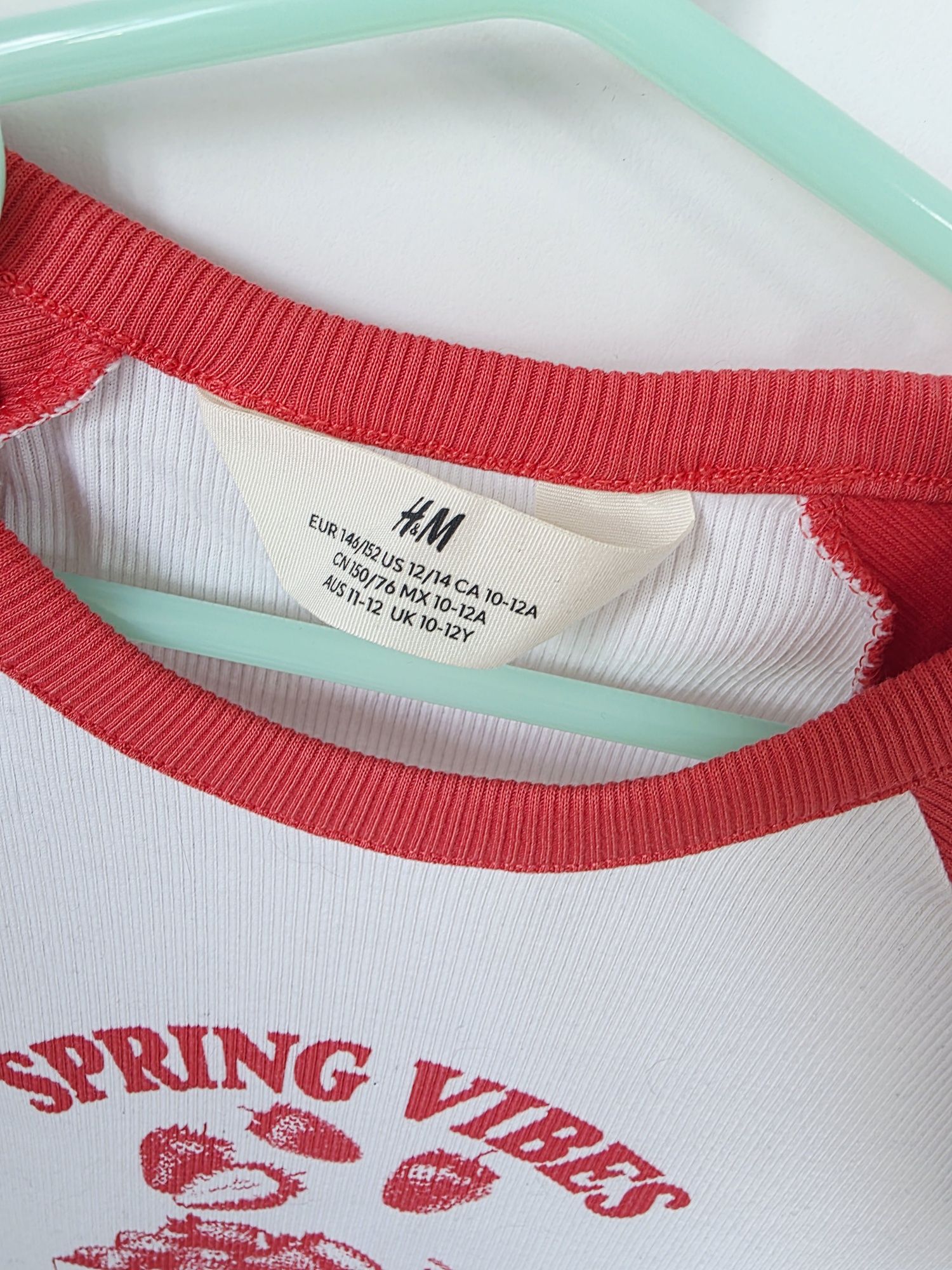 Koszulka t-shirt prążek H&M rozmiar 146/152 cm
