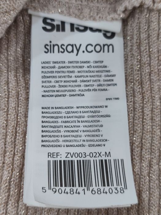 Sweterek damski Sinsay, krótki, luźny krój. Rozmiar M