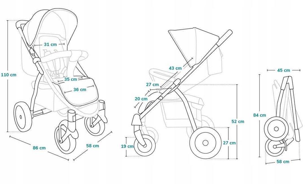 Wózek Spacerowy LIONELO ANNET Plus Black Carbon MOSKITIERA DO 22KG