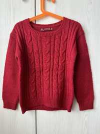 Czerwony sweter warkocz Terranova 116 / 122