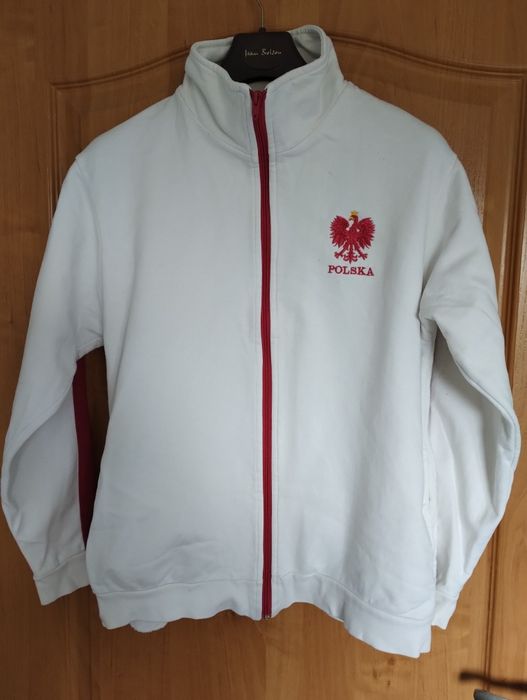Bluza sportowa biała z orzełkiem POLSKA