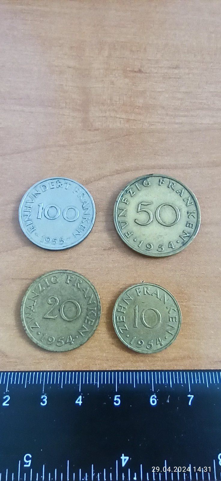 Набір рідкісних монет Саарленд, Саар, Саарланд 10, 20, 50, 100 франків