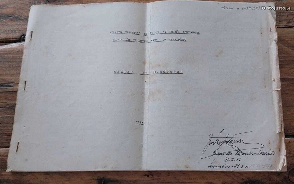 Antigo Manual de 1 Socorro do Comando Territorial de Leiria (1957)