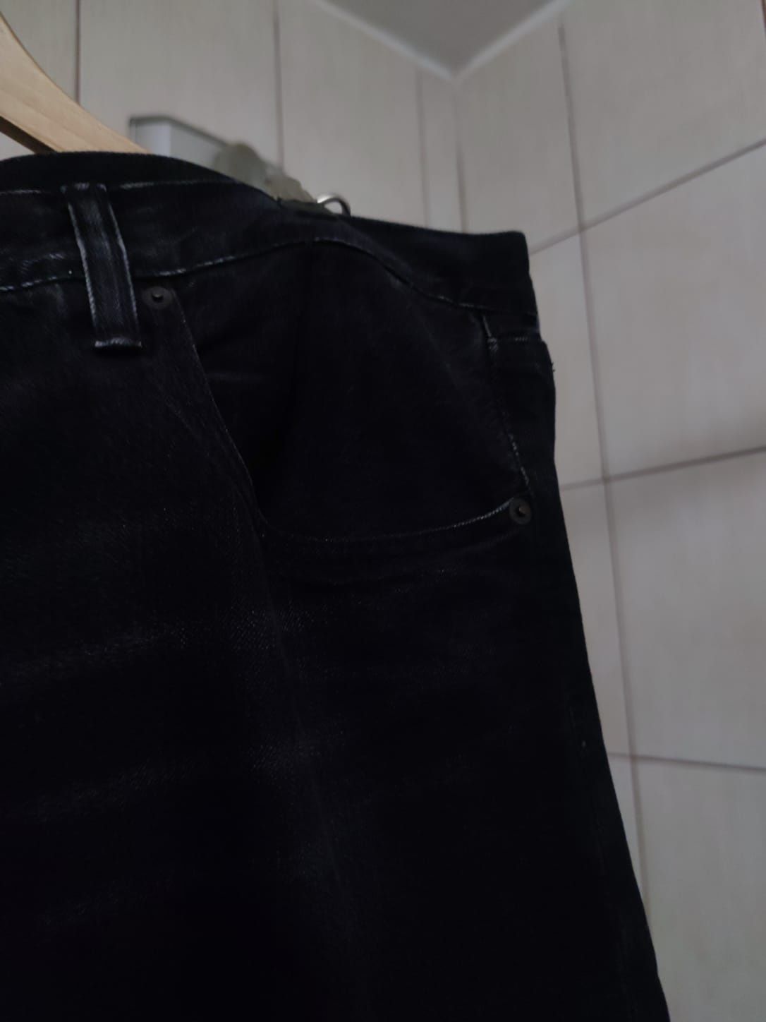 Spodnie jeansowe jeansy Levi's Strauss czarne ciemne 501 w 38 l 34 bla