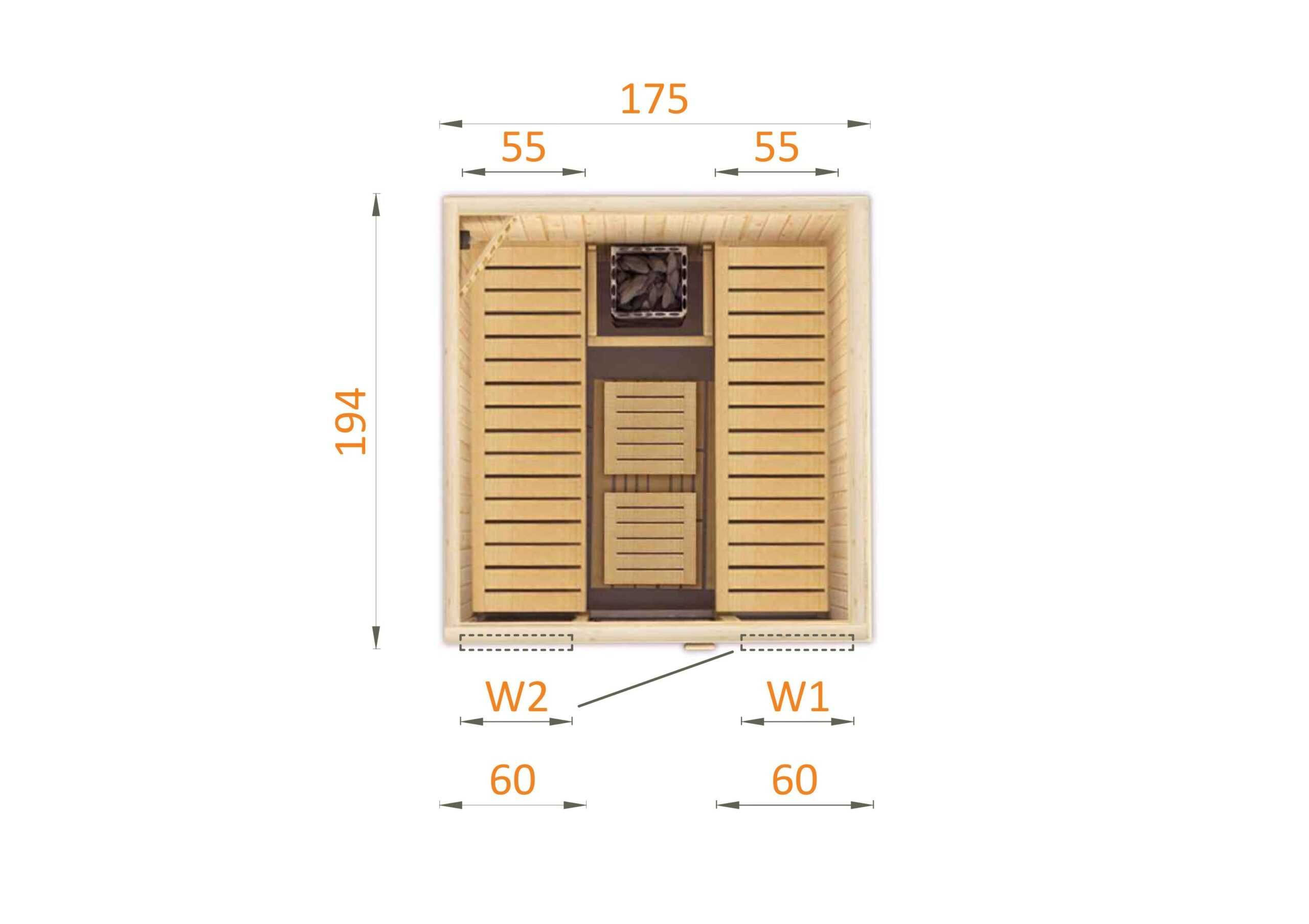 Duża Prosta Sauna 6 Osobowa Family 1820TW2