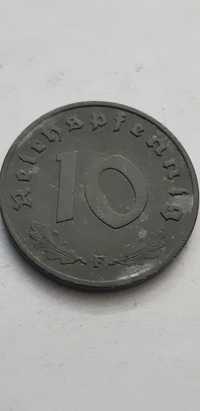 Niemcy III Rzesza 10 fenigów, pfennig 1943 rok mennica F