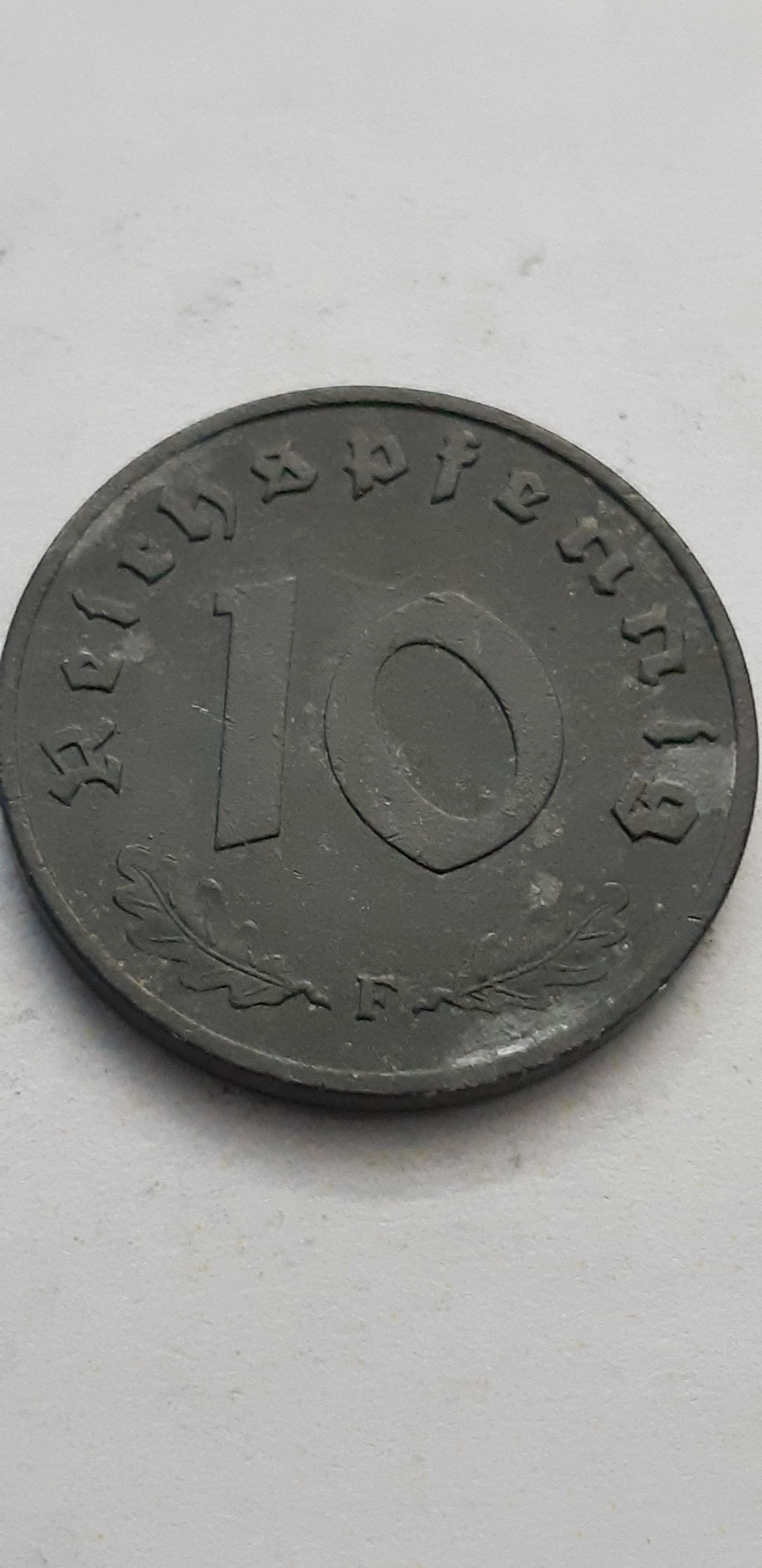 Niemcy III Rzesza 10 fenigów, pfennig 1943 rok mennica F